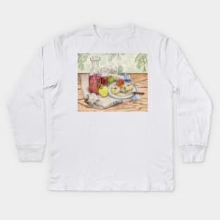 Still life of fruit and wine - Painting Kids Long Sleeve T-Shirt